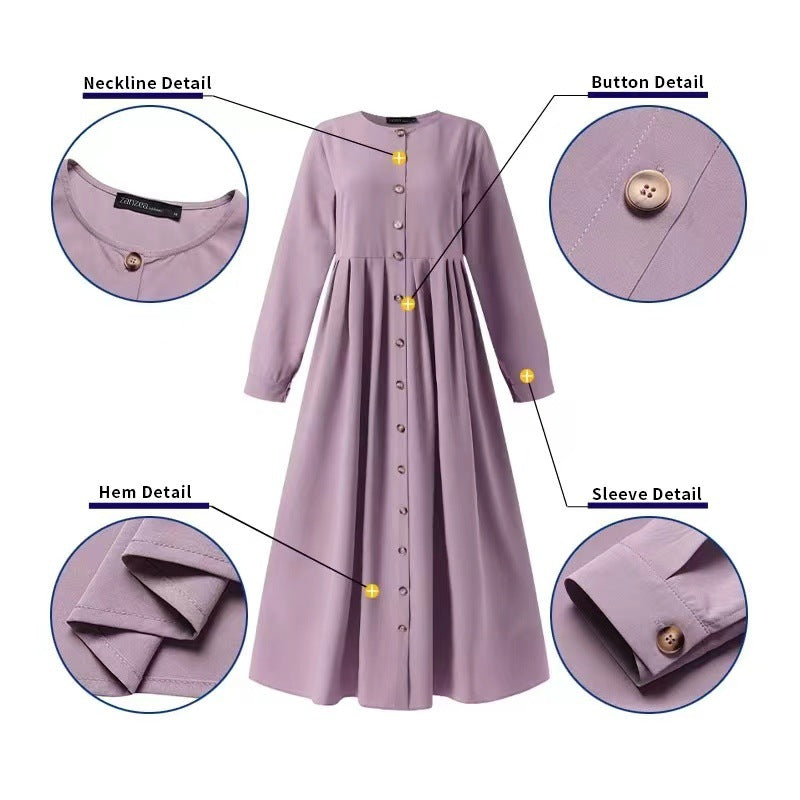 Plus Size Buttoned Dress - Dress