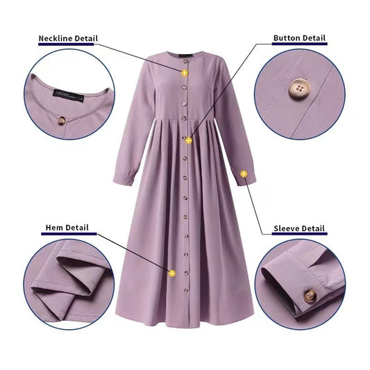 Plus Size Buttoned Dress - Dress