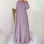 Plus Size Buttoned Dress - Light Purple / L - Dress
