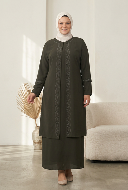 Plus Size Embroidered Evening Suit