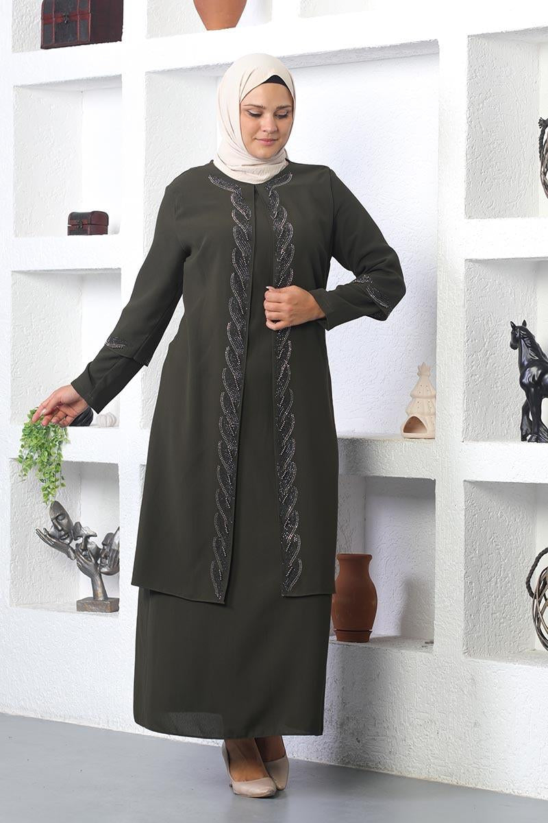 Plus Size Embroidered Evening Suit – NEOMODEST product image 1