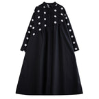 Plus Size Mid-length Artistic Retro Dress - Black / Free Size