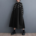 Plus Size Mid-length Artistic Retro Dress - Black / Free Size