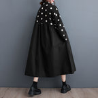 Plus Size Mid-length Artistic Retro Dress - Black / Free Size