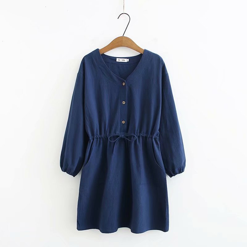 Plus Size Women’s Waist Dress - Navy / 2XL - Dress