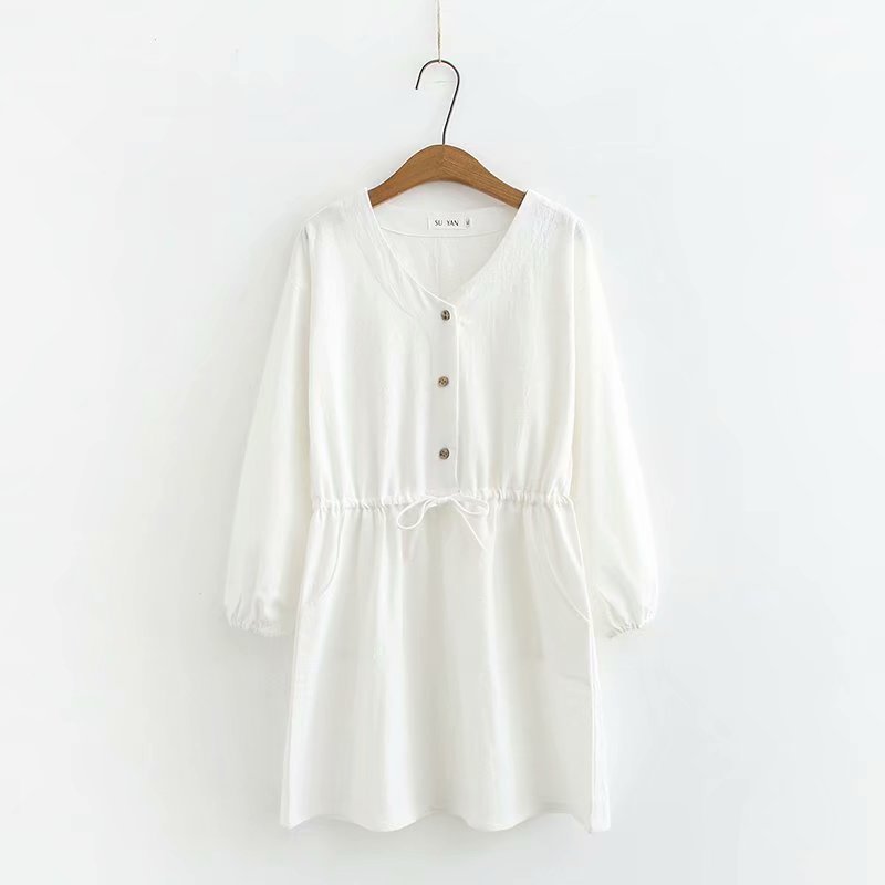 Plus Size Women’s Waist Dress - White / 2XL - Dress