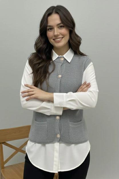 Pocket Knit Vest | Grey – NEOMODEST product image 2