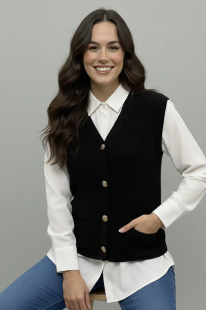 Pocket Knit Vest | Black – NEOMODEST product image 2
