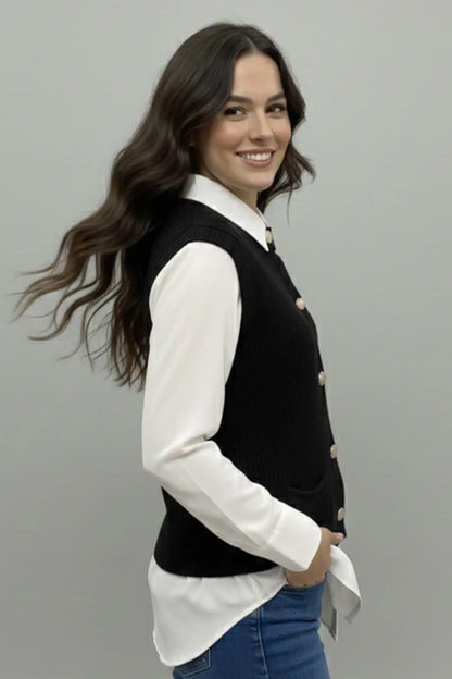 Pocket Knit Vest | Black – NEOMODEST product image 4