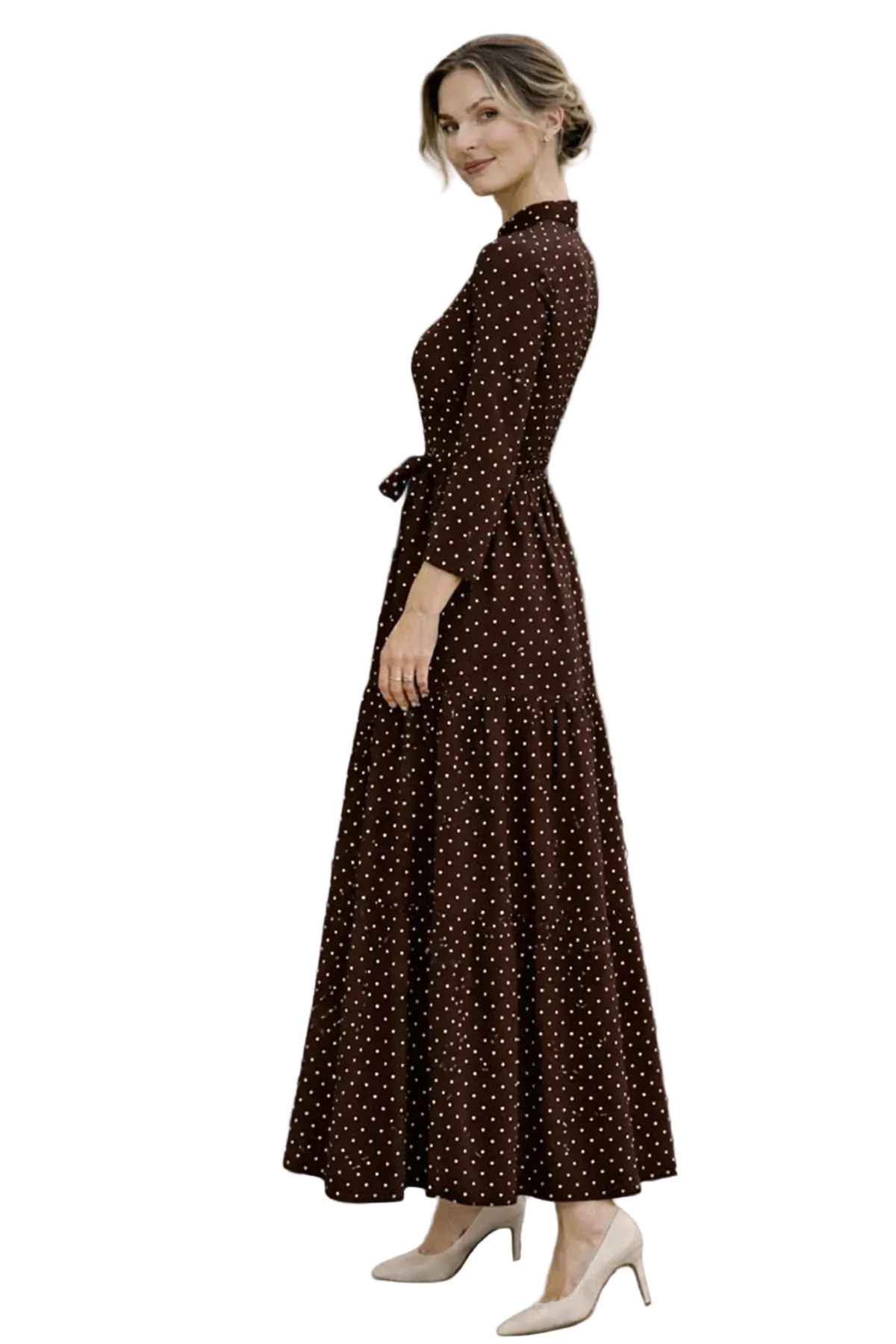 Polka Dot Patterned Modest Dress