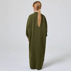 Premium Kids’ Abaya Turkish Abaya for Girls Middle Eastern Solid Colour Stand-up Collar Buttoned Robe - Kids’ Abaya