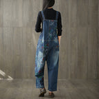 Printed Denim Romper - Dark Blue / Free Size - Girls’ romper