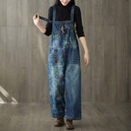 Printed Denim Romper - Dark Blue / Free Size - Girls’ romper