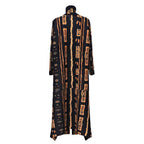 Printed Pleated Robe Abaya Robe Long Cape Modest Clothing - Black / Free Size - Abaya