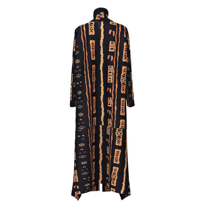 Printed Pleated Robe Abaya Robe Long Cape Modest Clothing - Black / Free Size - Abaya