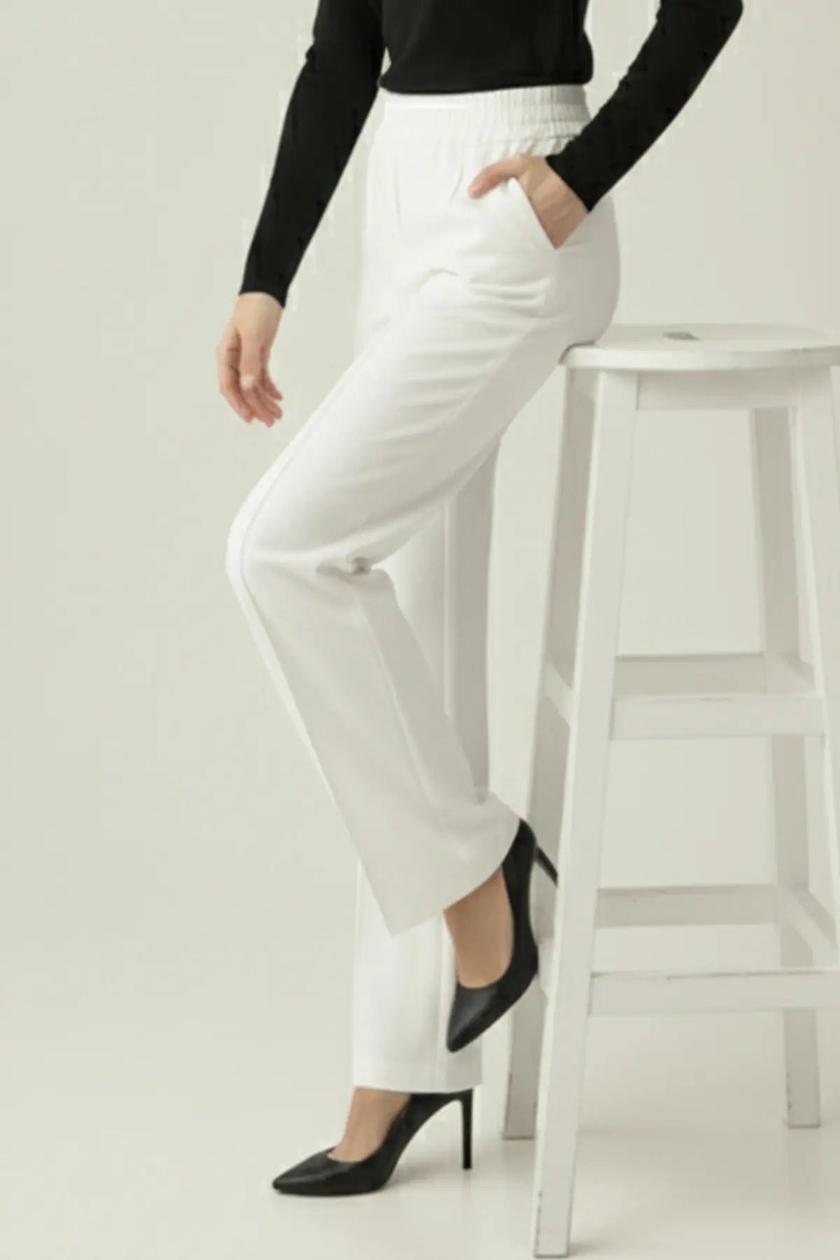 Puffy Scuba Pants | Ecru – NEOMODEST product image 2
