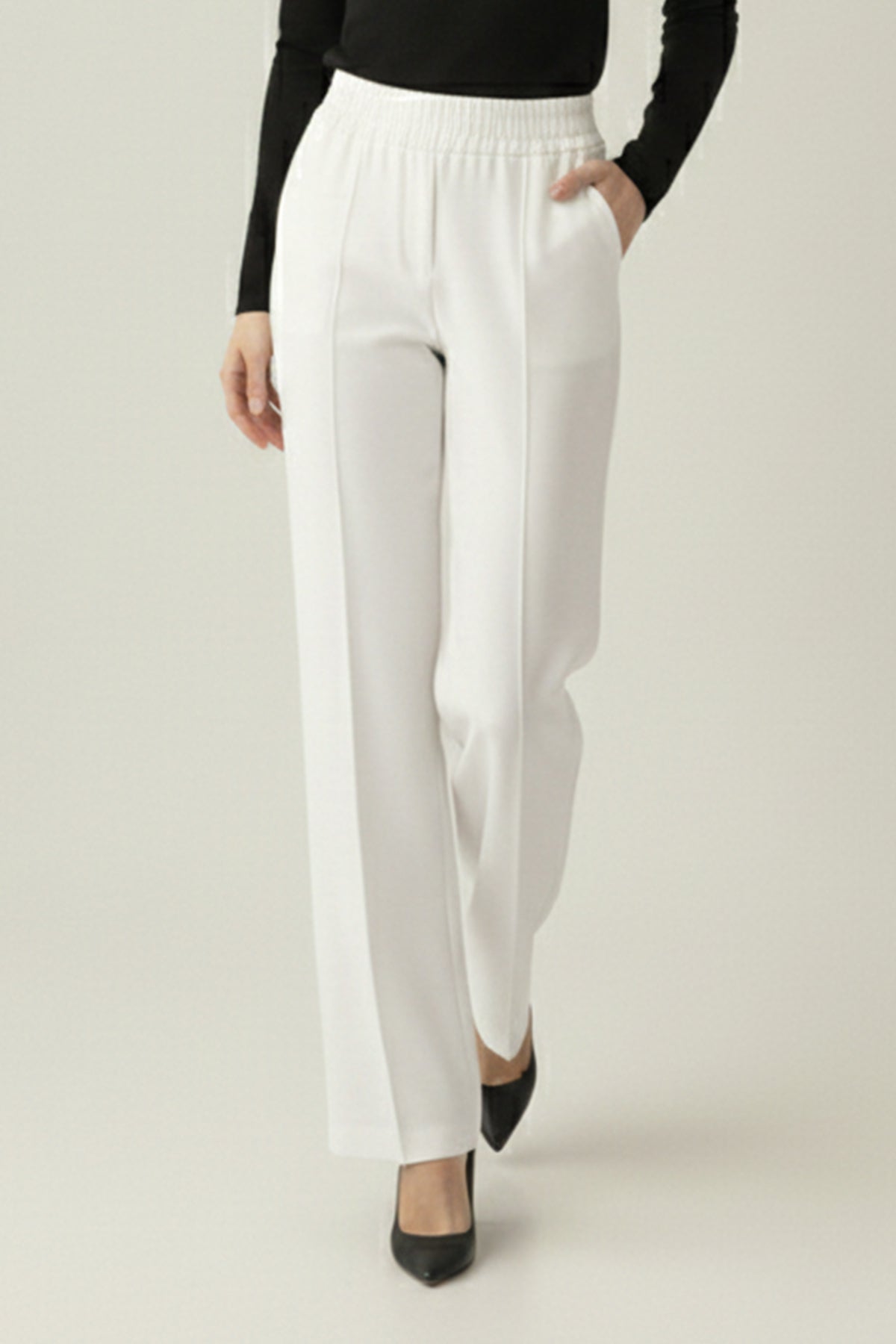 Puffy Scuba Pants | Ecru – NEOMODEST product image 1