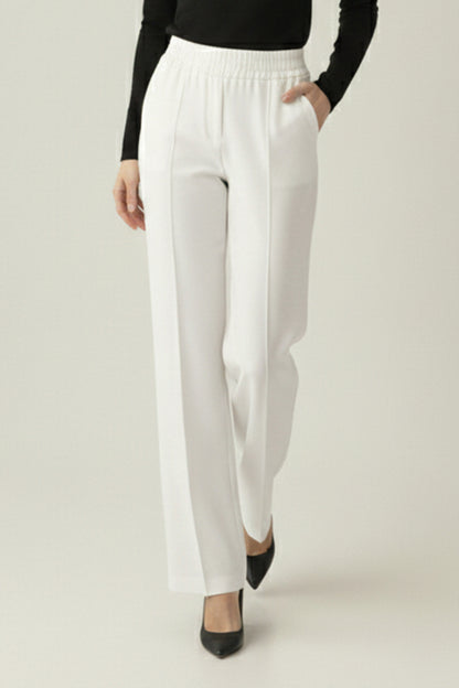 Puffy Scuba Pants | Ecru – NEOMODEST product image 1