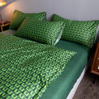 Pure Cotton Fitted Sheet and Quilt Set - Wild Green / 1.8m bed sheet set of four - Bedding Set