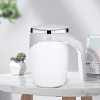 Rechargeable Automatic Stirring Coffee Cup - White - Coffee Cup