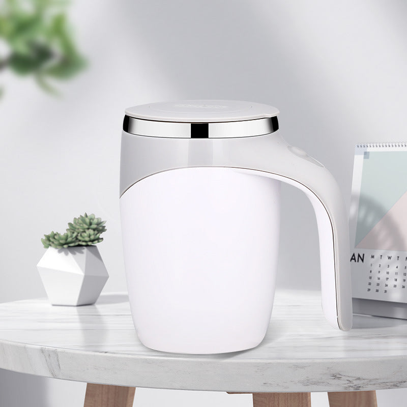 Rechargeable Automatic Stirring Coffee Cup - White - Coffee Cup