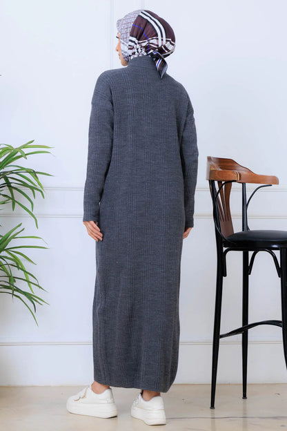 Ribbed Knit Dress | Grey – NEOMODEST product image 4