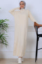 Ribbed Knit Dress | Beige – NEOMODEST product image 1