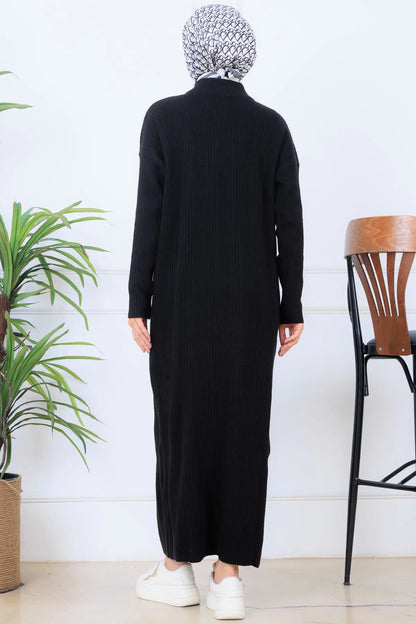Ribbed Knit Dress | Black – NEOMODEST product image 4
