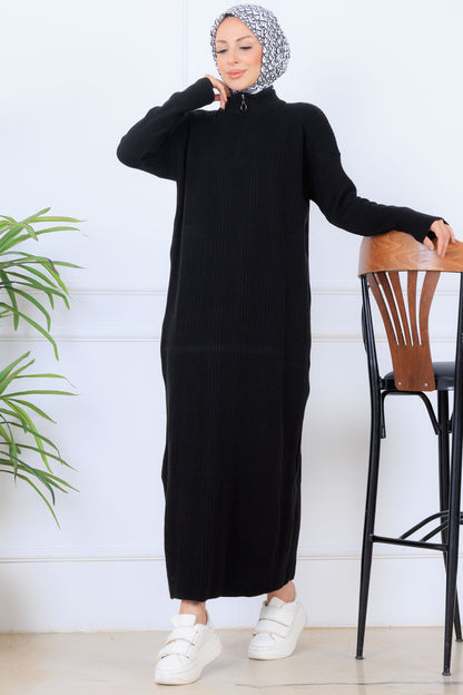 Ribbed Knit Dress | Black – NEOMODEST product image 1