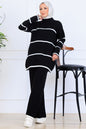 Ribbed Stripe-Detail Knitwear Suit in Black – NEOMODEST, image 1