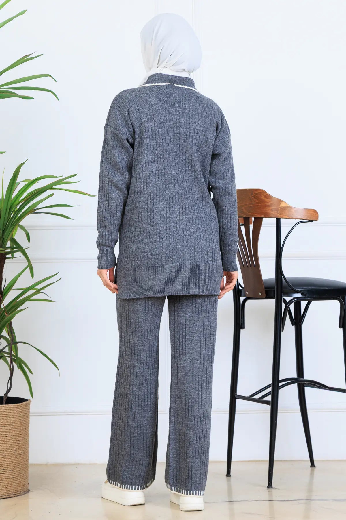 Ribbon Detail Knitwear Set | Grey – NEOMODEST, image 5