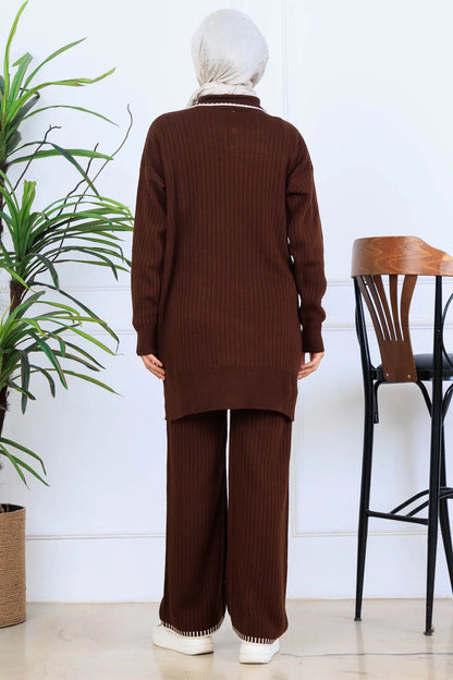 Ribbon Detail Knitwear Set | Brown – NEOMODEST, image 5