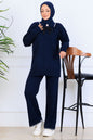 Ribbon Detail Knitwear Set | Navy Blue – NEOMODEST, image 1