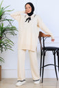 Ribbon Detail Knitwear Set | Beige – NEOMODEST, image 1
