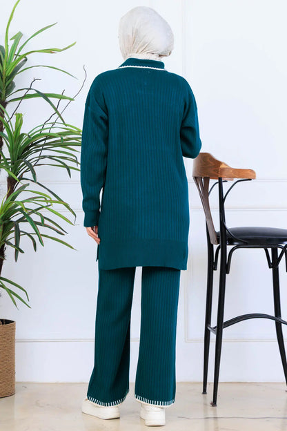 Ribbon Detail Knitwear Set | Petroleum Blue – NEOMODEST, image 5