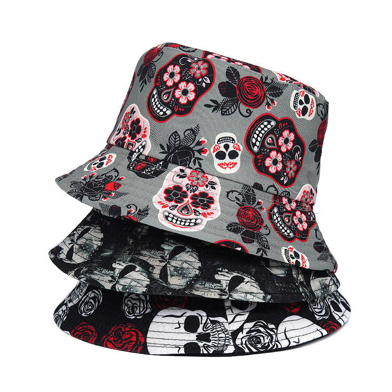 Rose Skull Bucket Hat Summer Bucket Hat - Sun Hat