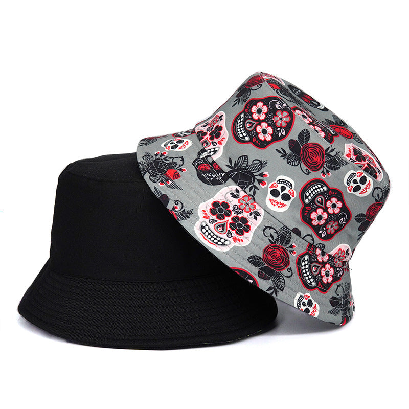 Rose Skull Bucket Hat Summer Bucket Hat - Sun Hat