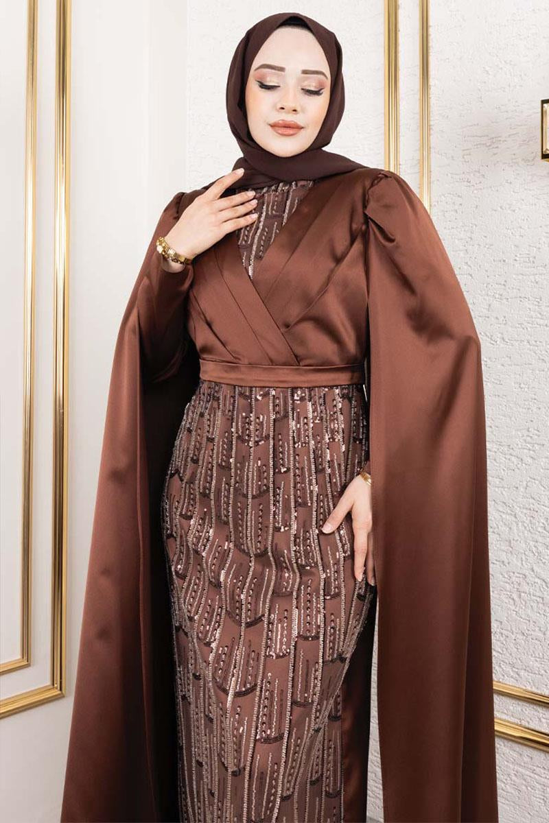 Mec Satin Evening Dress With Drape Detail On The Front