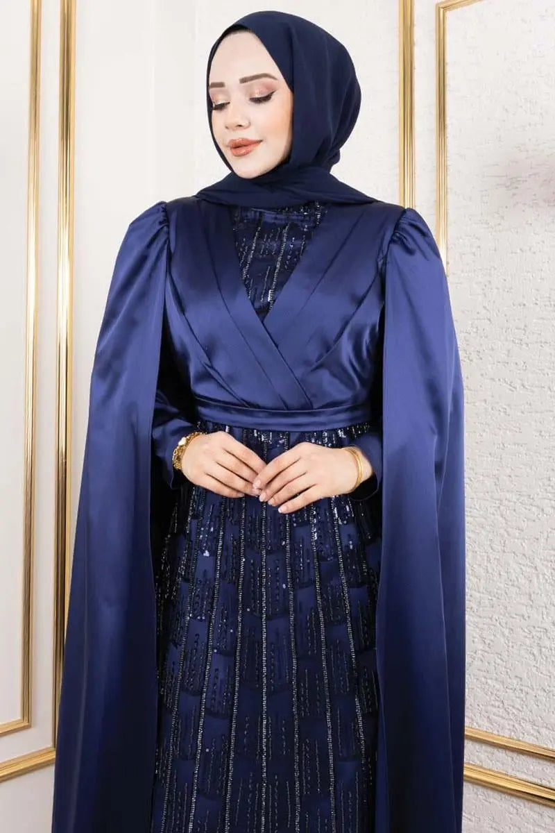 Mec Satin Evening Dress With Drape Detail On The Front