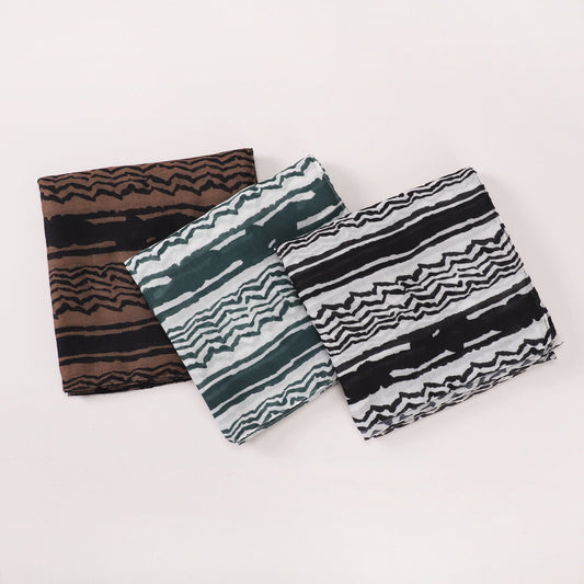 Satin Polyester Printed Striped Scarf - Hijab