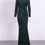 Sequin Royal Blue Evening Dress - Dark Green / L - Dress
