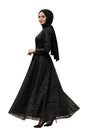 Sequined Princess Black Evening Dress