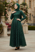 Mec Sequined Princess Model Evening Dress Emerald Green