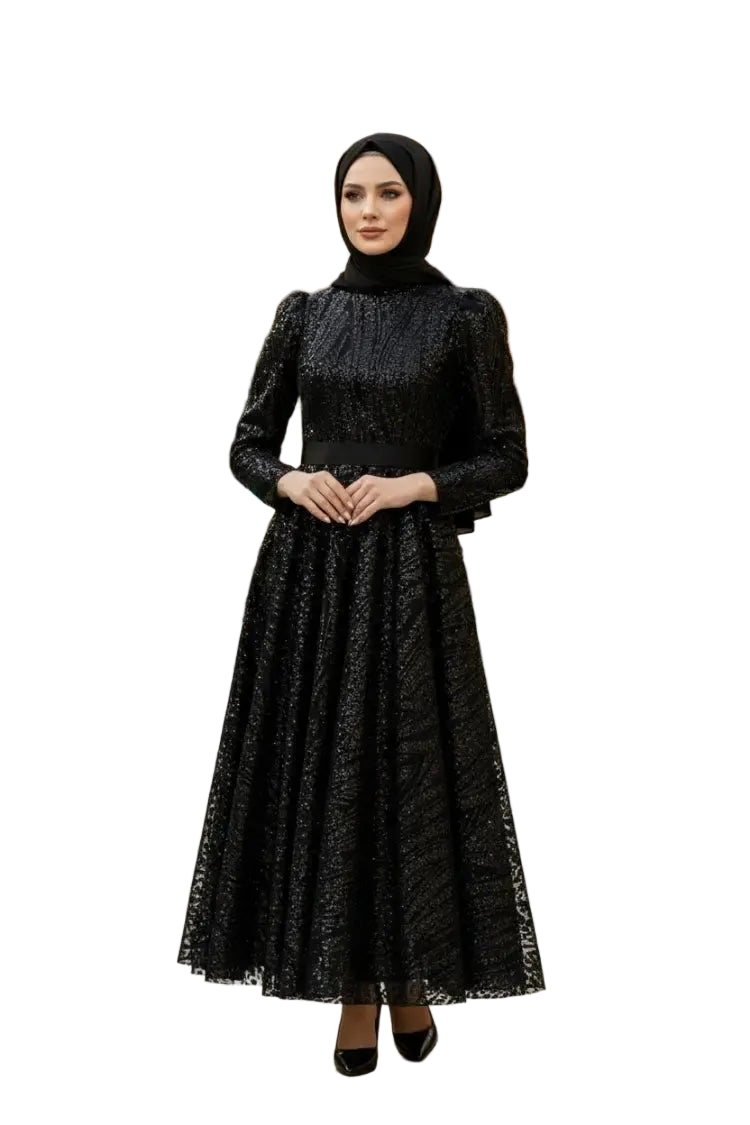 Sequined Princess Model Evening Dress