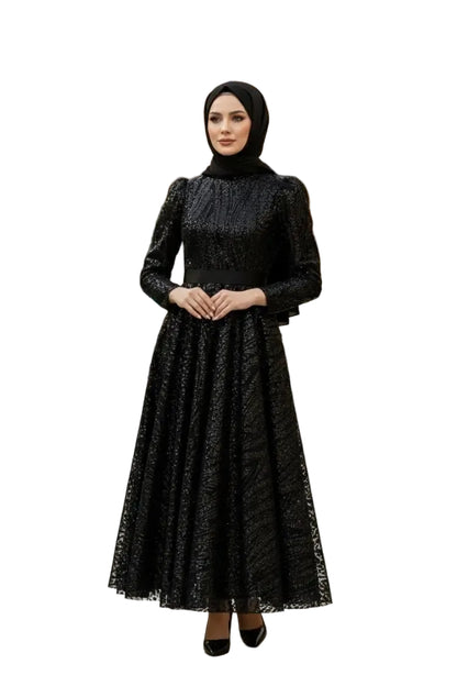 Sequined Princess Model Evening Dress