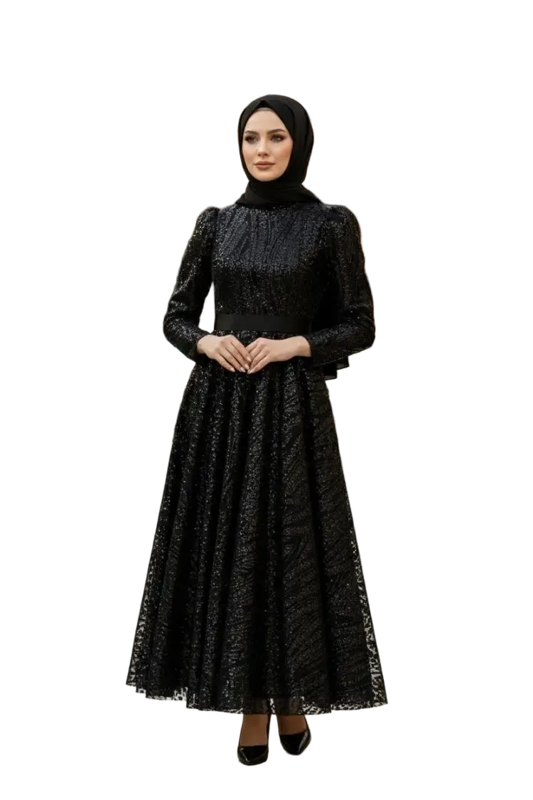 Sequined Princess Evening Dress