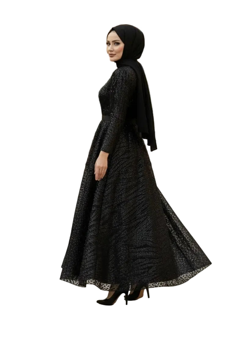 Sequined Princess Modest Evening Dress