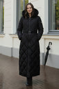 Shiny Quilted Belted Long Coat | Black – NEOMODEST product image 1