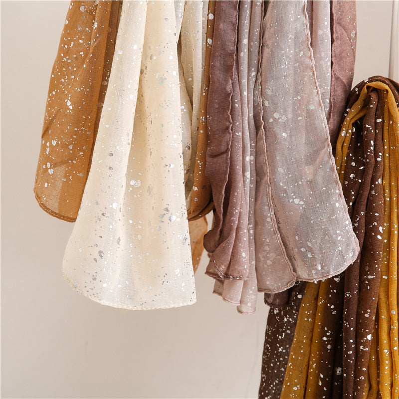 Silver Gradient Summer Scarf Multipurpose Shawl Long Hijab