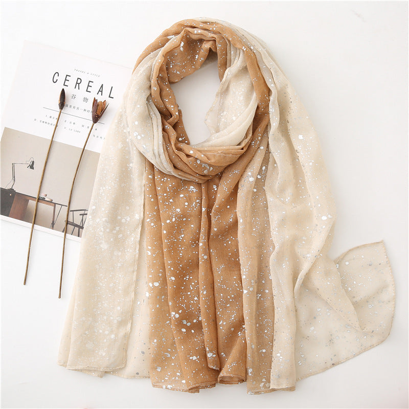 Silver Gradient Summer Scarf Multipurpose Shawl Long Hijab - Camel M / 180X90CM